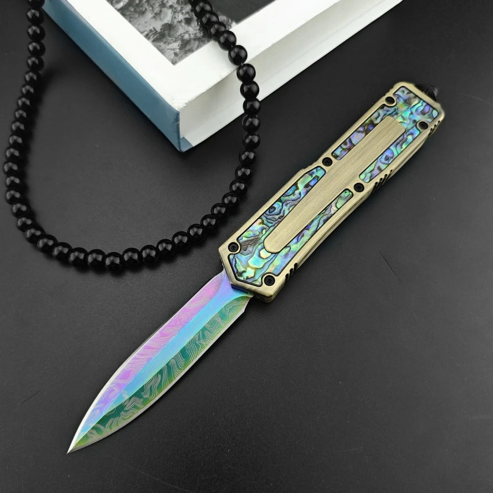 Colored titanium abalone Scarab travel pocket EDC knife