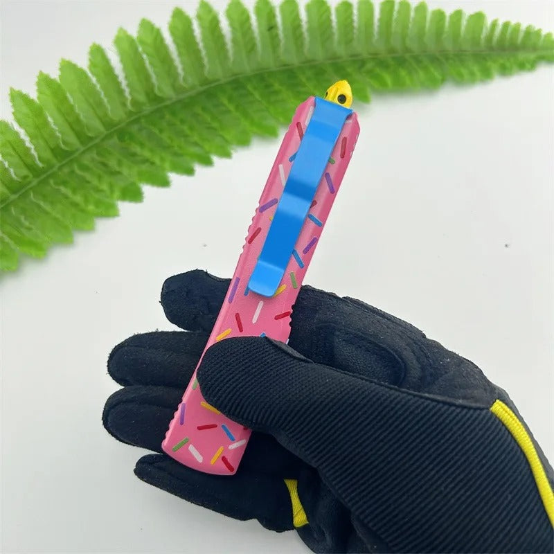 Pink Survival EDC Knife D2 Blade & Aluminum Handle for Outdoor