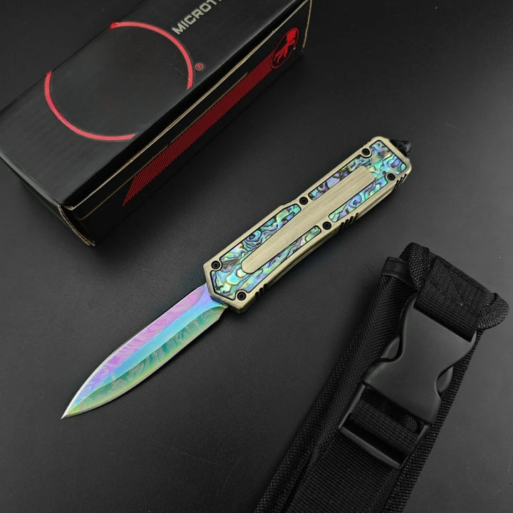 Colored titanium abalone Scarab travel pocket EDC knife