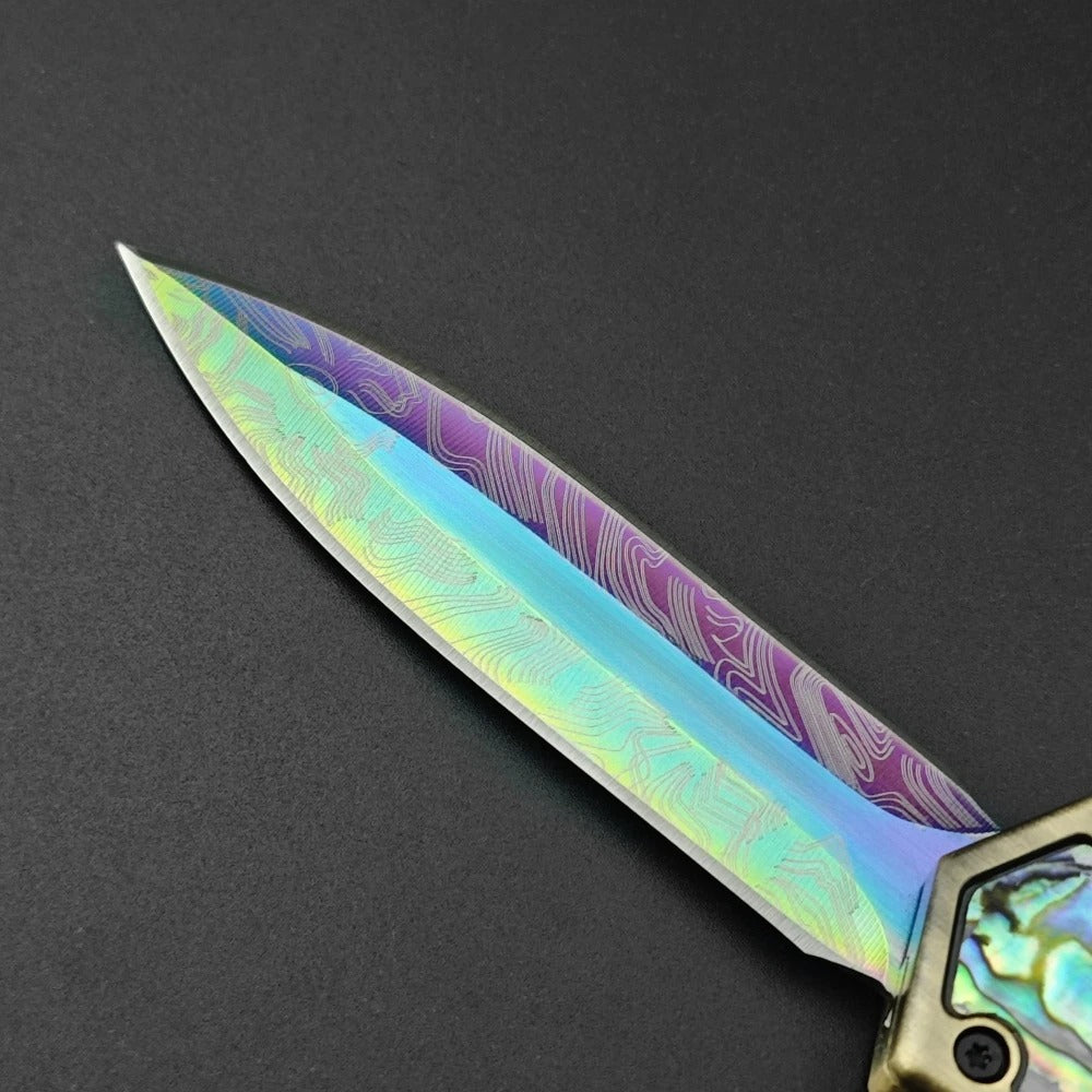 Colored titanium abalone Scarab travel pocket EDC knife