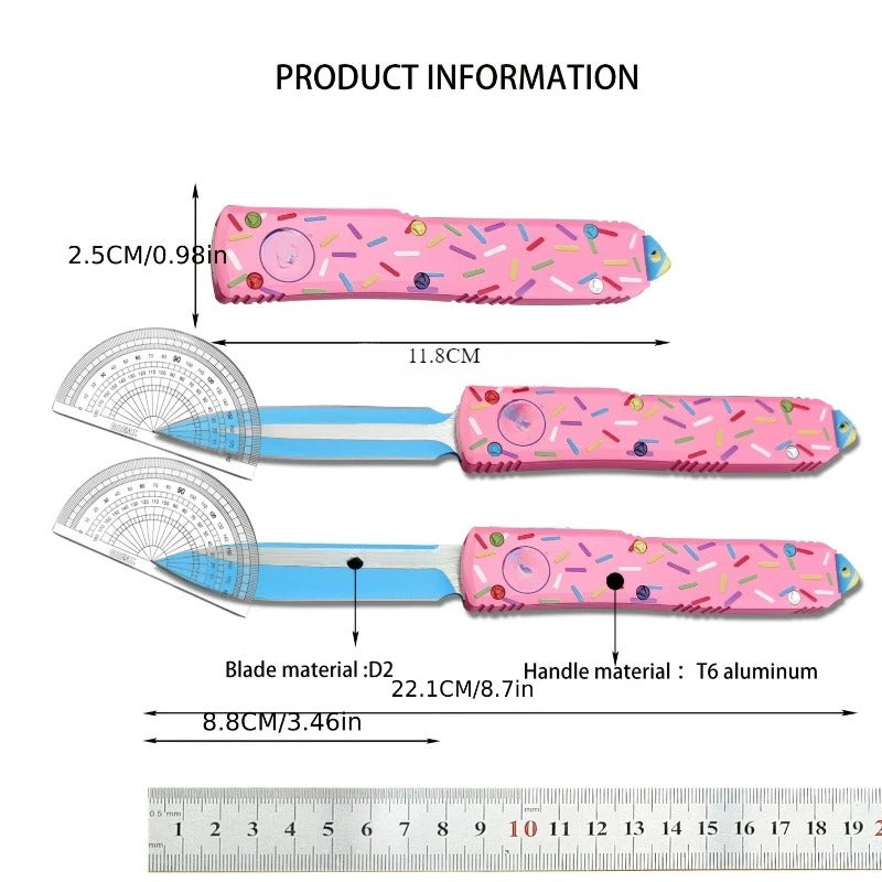 Pink Survival EDC Knife D2 Blade & Aluminum Handle for Outdoor
