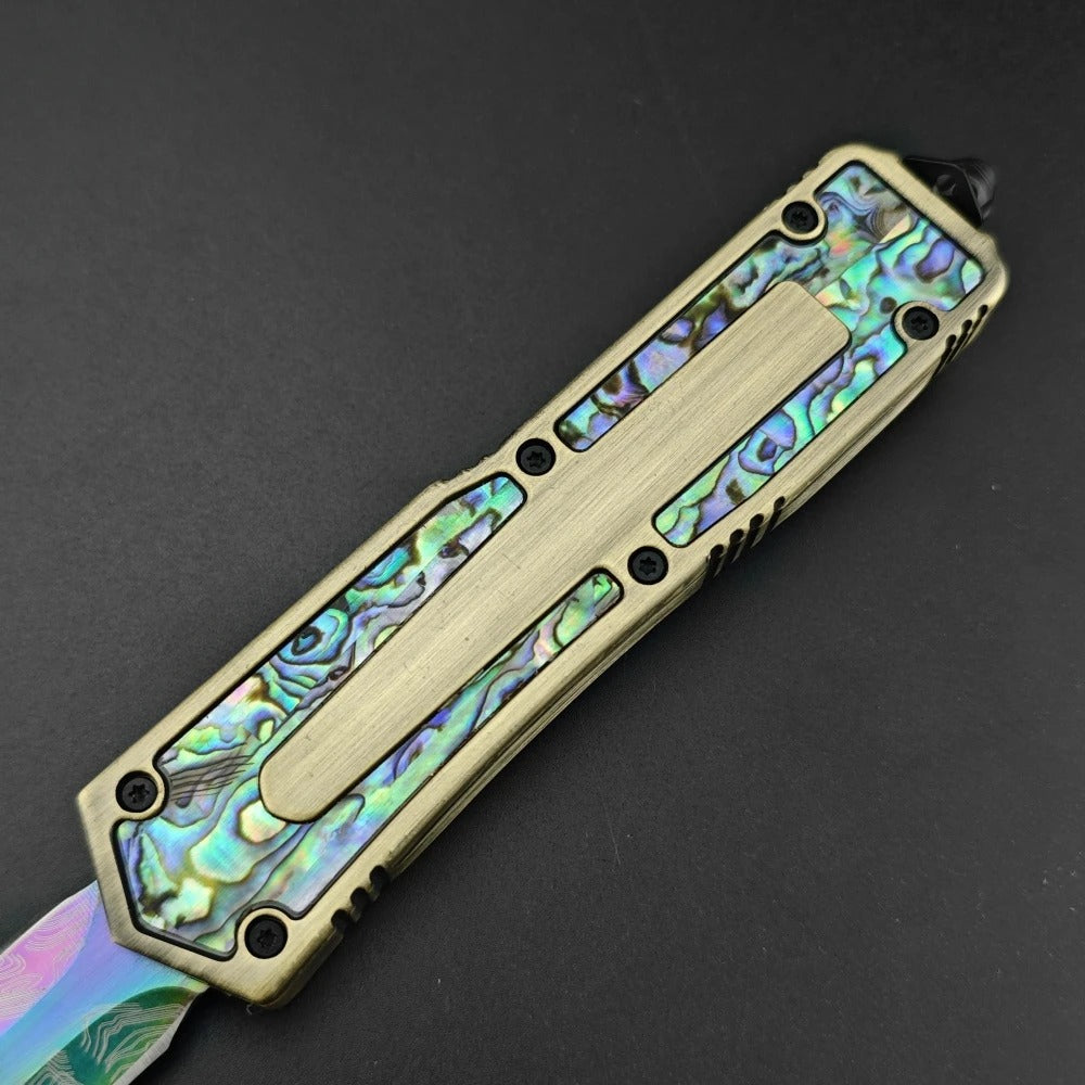 Colored titanium abalone Scarab travel pocket EDC knife