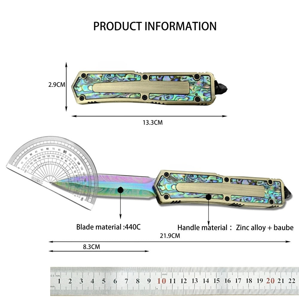 Colored titanium abalone Scarab travel pocket EDC knife