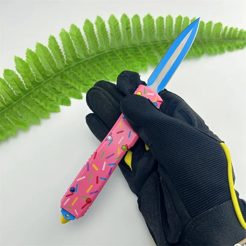 Pink Survival EDC Knife D2 Blade & Aluminum Handle for Outdoor